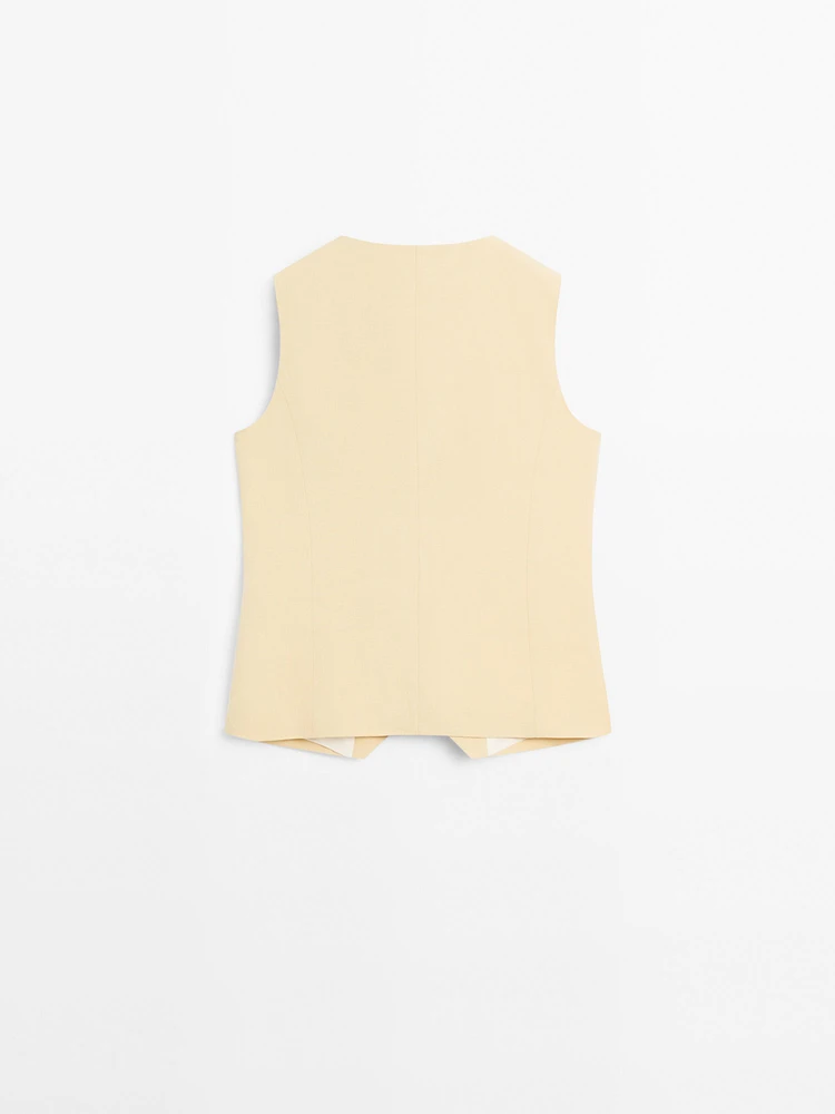 Linen blend suit waistcoat