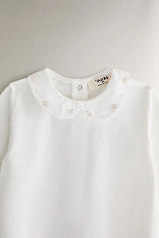 CHILDREN'S ROMPER WITH FLORAL EMBROIDERY