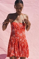 FLORAL GODET PRINT DRESS