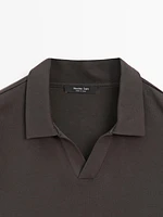 Pull en coton à col polo V