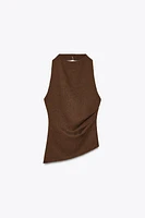 TEXTURED DRAPED HALTER TOP