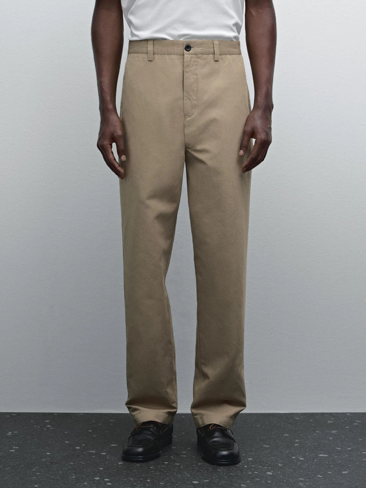 Pantalon regular coton mélangé