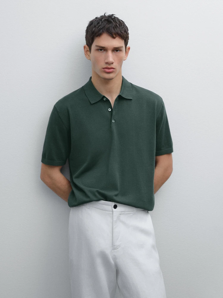 Polo en maille de coton à manches courtes