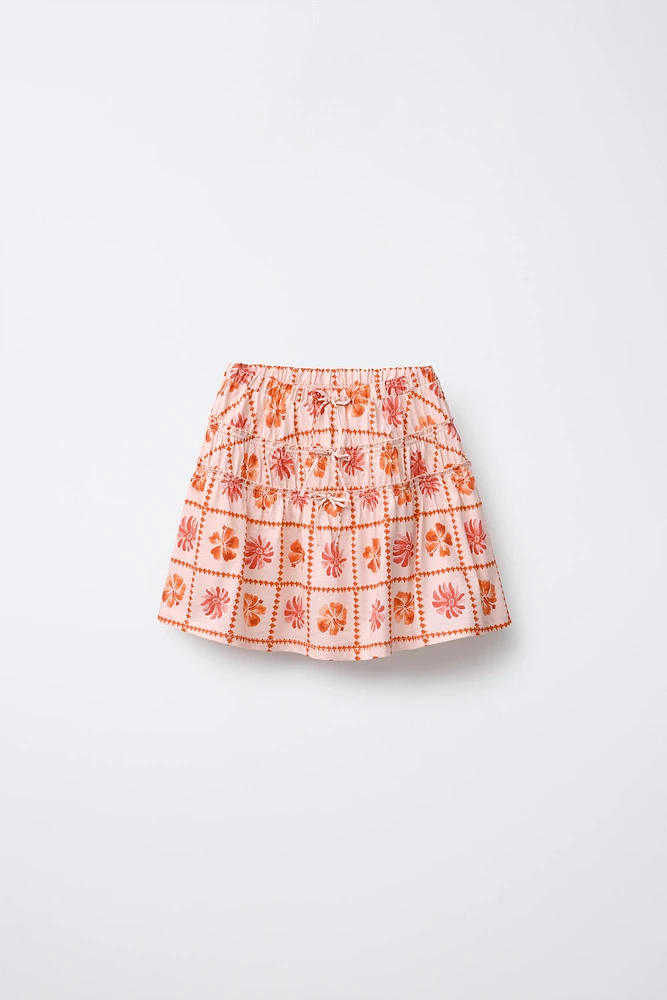 PRINTED TIERED SKIRT