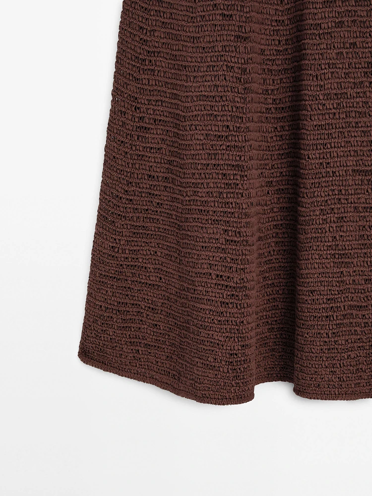 Cotton blend crochet midi skirt