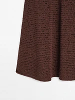 Cotton blend crochet midi skirt