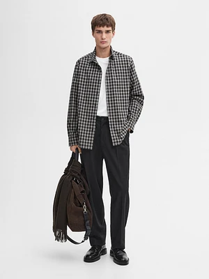Chemise à carreaux 100 % coton chiné
