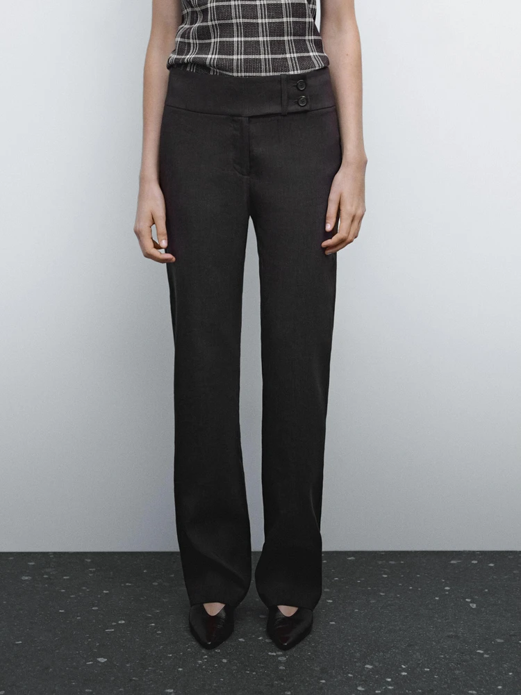 Mid-rise regular fit stretch trousers