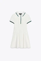 SHORT RIBBED GODET DRESS