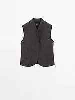 100% linen V-neck waistcoat
