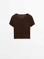 Short sleeve T-shirt with gathered detail