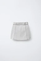 CUTOUT FRAYED DENIM SKIRT