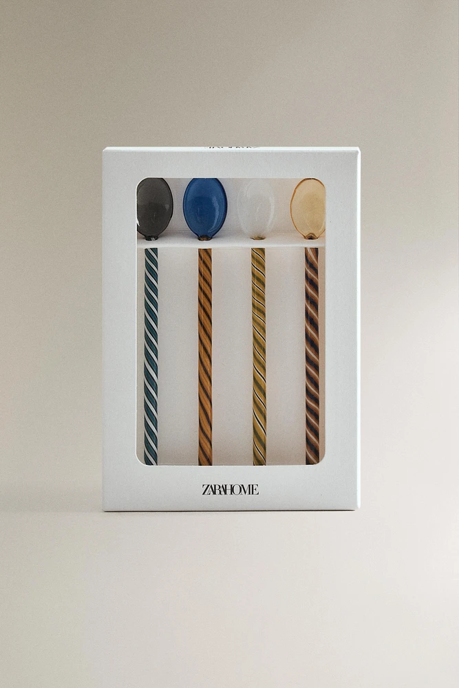 SET OF SPIRAL GLASS DESSERT SPOONS (SET OF 4)