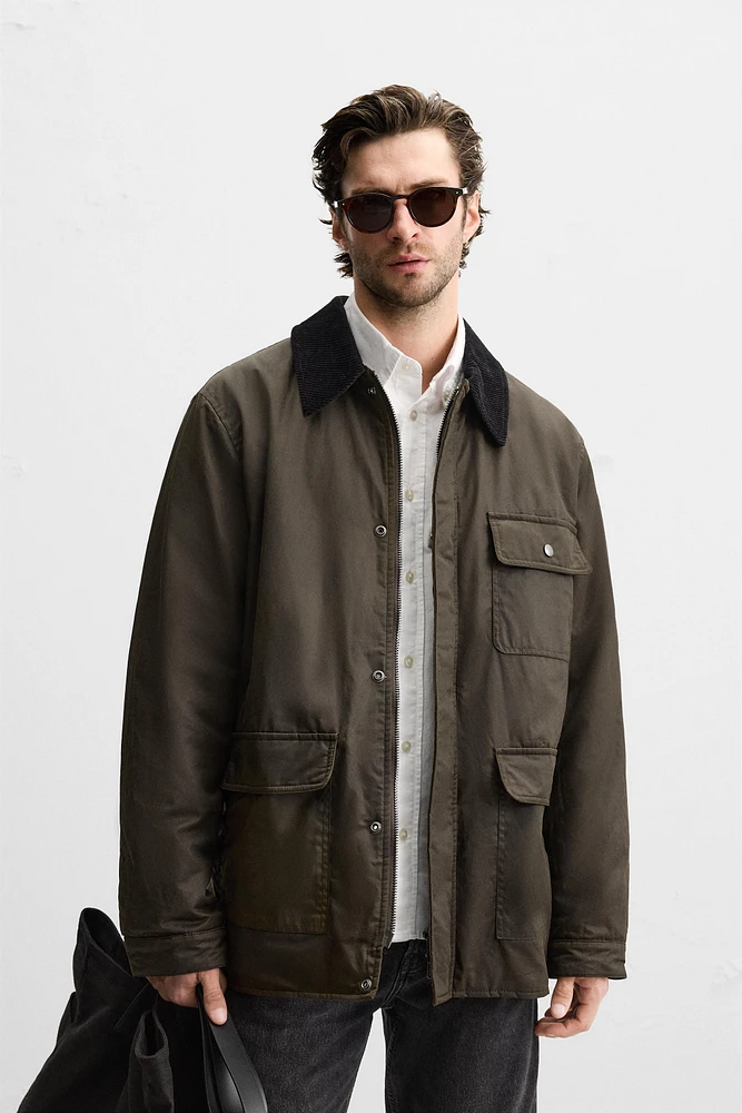 PARKA CIRÉE À COL EN MATIÈRES VARIÉES