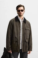 PARKA CIRÉE À COL EN MATIÈRES VARIÉES