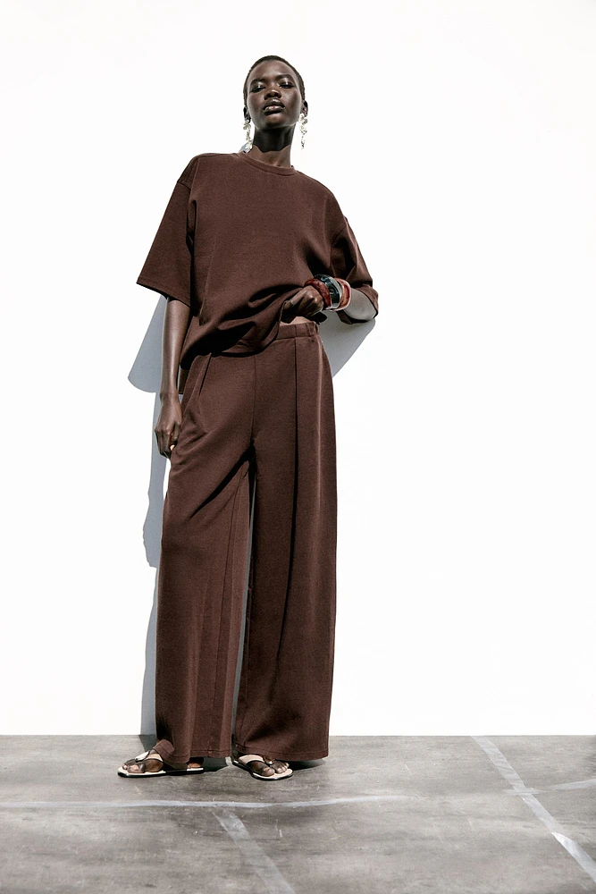 WASHED EFFECT INTERLOCK PANTS