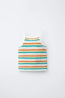 TOP À RAYURES EN MAILLE AVEC MOTIFS MARINS