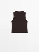 Cropped T-shirt with eyelets