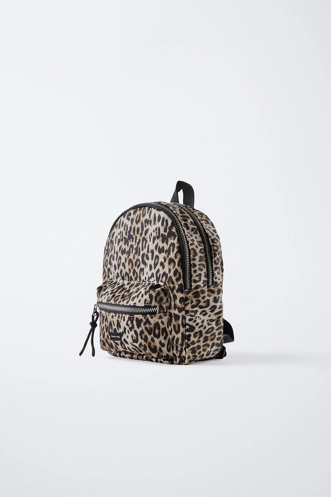 ANIMAL PRINT NYLON MINI BACKPACK