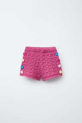 BERMUDA EN MAILLE CROCHET FLEURS