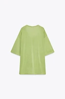 TOP OVERSIZE EN MAILLE MANCHES COURTES