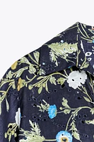 PRINTED SHIRT WITH EYELET EMBROIDERY