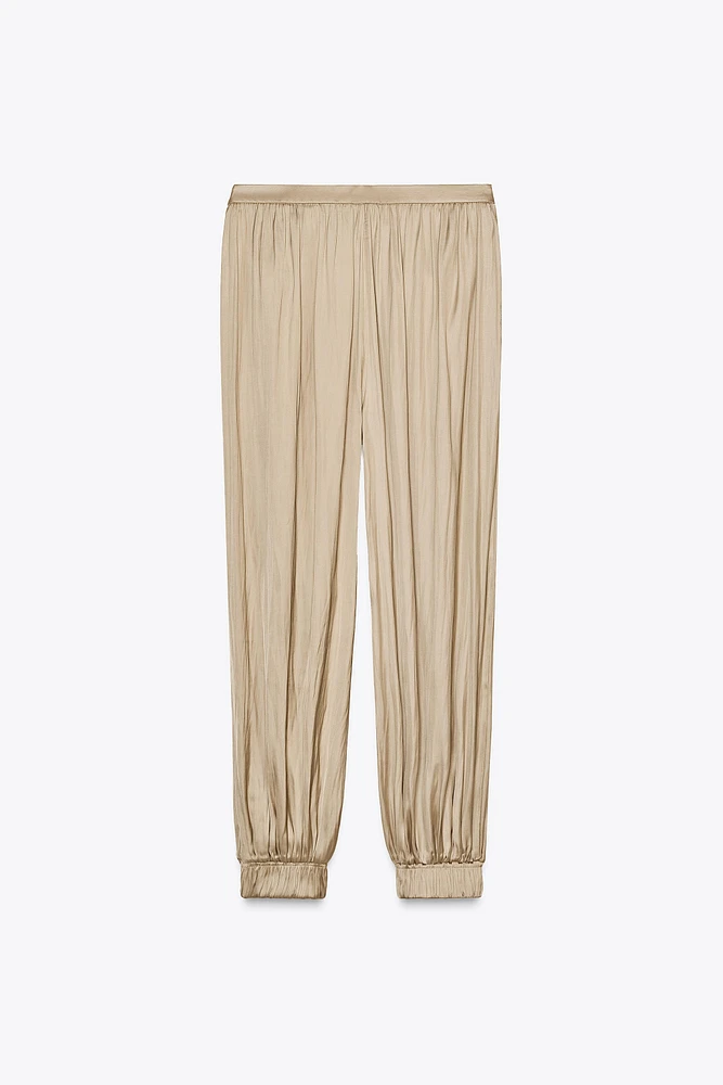 SATIN BOMBER PANTS