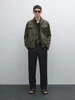 Cotton and linen jacket with pockets