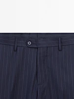 Pantalon de costume à rayures 100 % laine