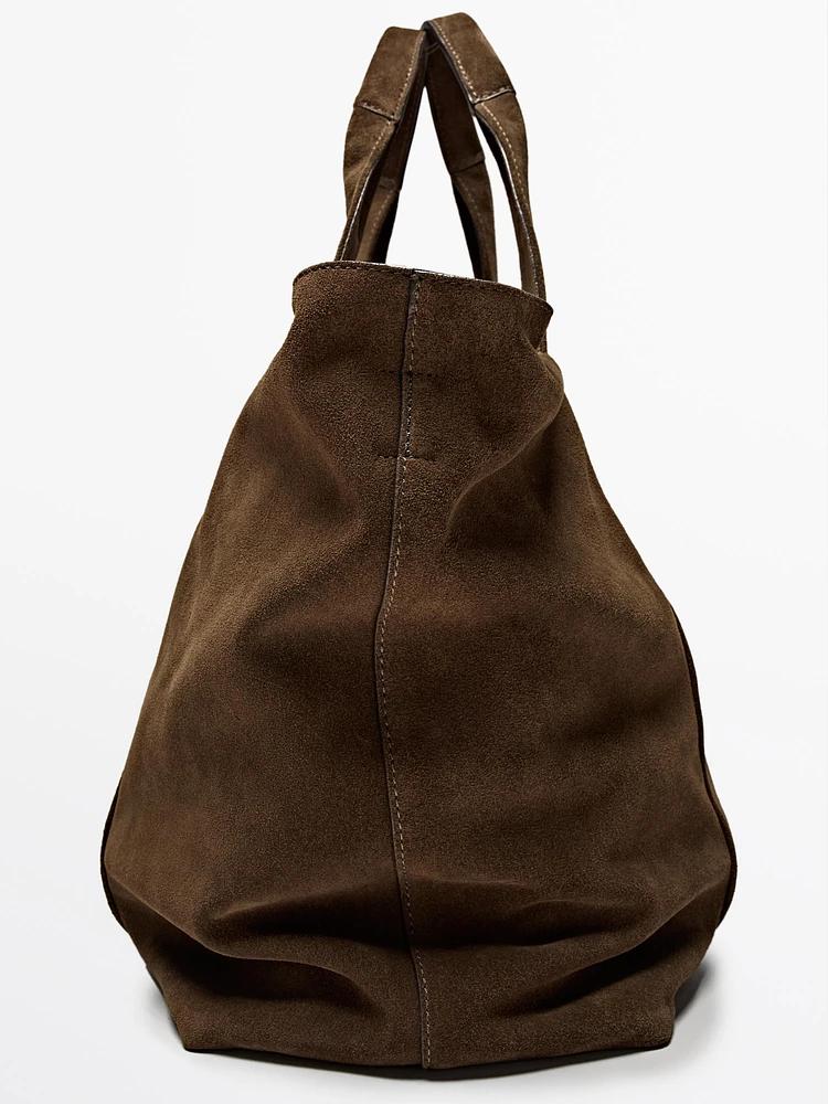 Sac cabas en croûte de cuir