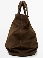 Sac cabas en croûte de cuir