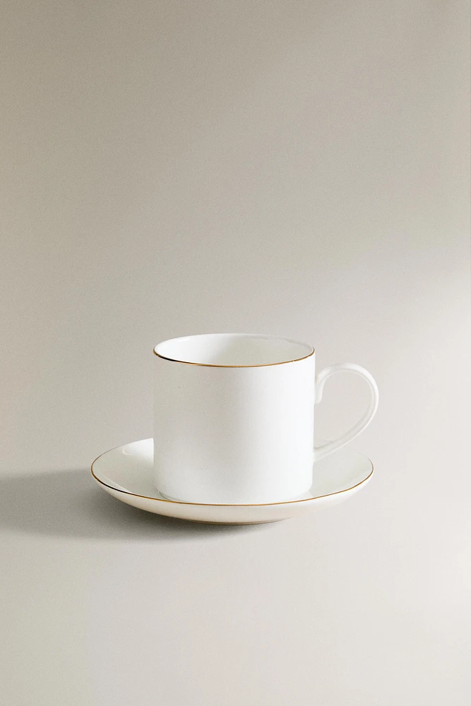 TASSE À CAFÉ AVEC SOUCOUPE PORCELAINE BONE CHINA BORD