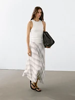 Flowing check midi skirt