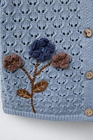 POLO EN MAILLE À FLEURS CROCHET