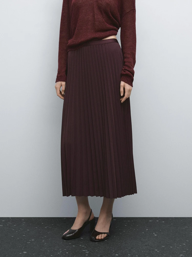 Long pleated flared skirt
