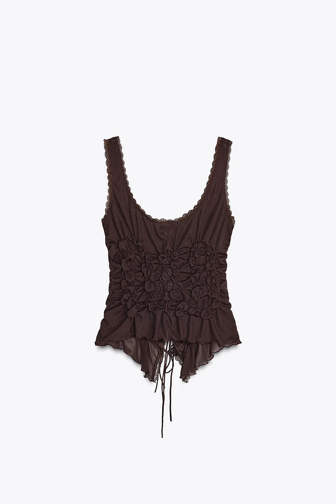 TIED RUCHED TOP