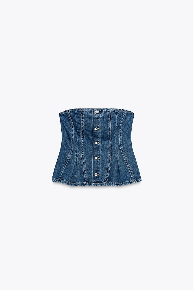 TRF DENIM BANDEAU TOP