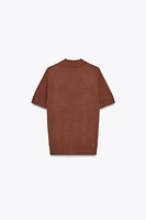 DIAMOND KNIT POLO TOP