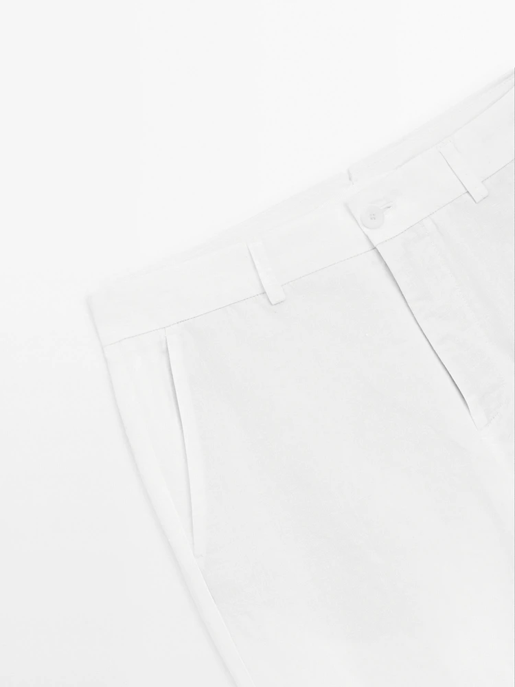 Pantalon tappered fit en coton et lin