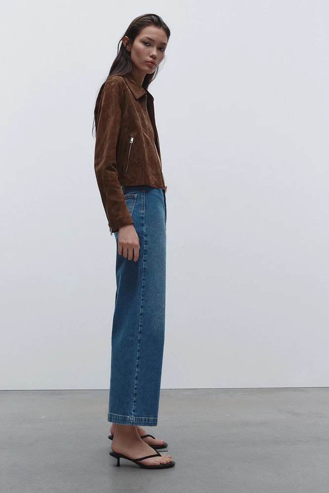 Z1975 BELTED HIGH RISE CROPPED WIDE LEG JEANS