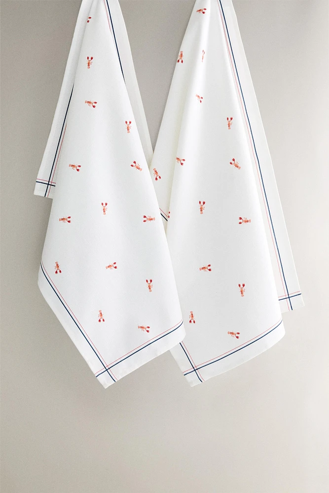 SET OF LOBSTER COTTON KITCHEN TOWELS (SET OF 2)