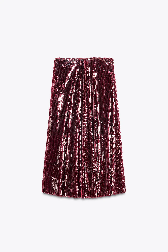 SEQUIN MIDI SKIRT