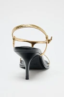 METALLIC STRAPPY SANDALS