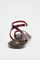 FLAT LEATHER SANDALS WITH DECORATIVE STRAPS