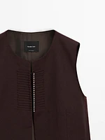 Linen blend beaded waistcoat