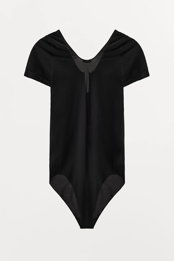 STOCKING BODYSUIT WITH METAL APPLIQUÉ