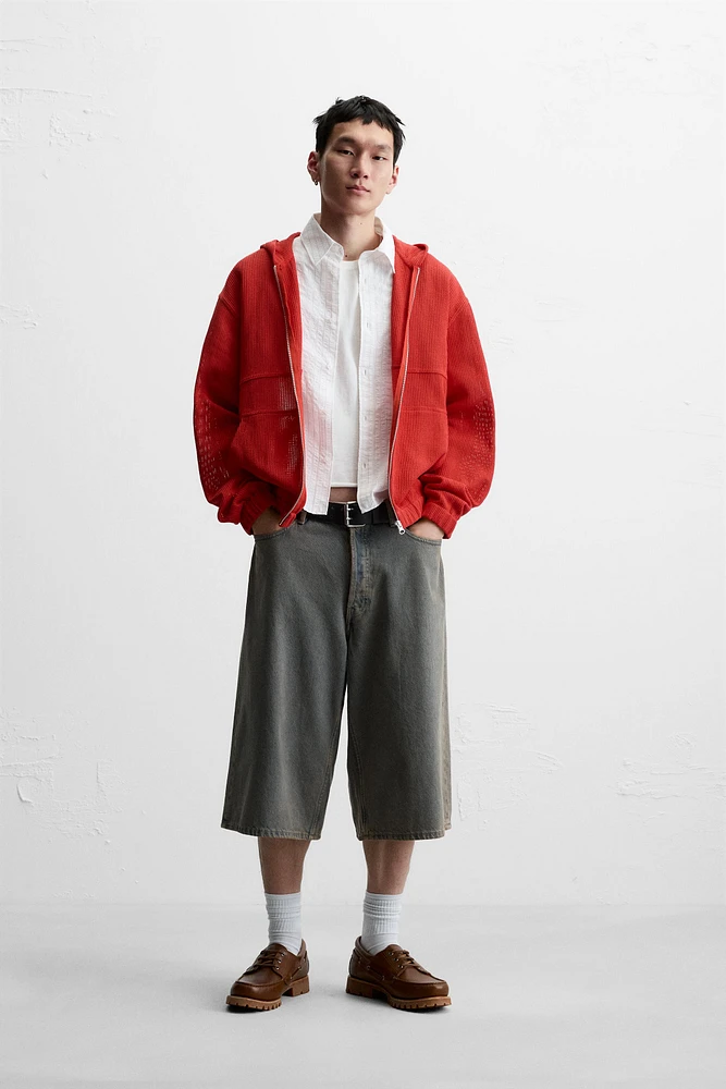 HOODED OPEN WEAVE JACKET
