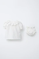 BLOUSE AND PANTIES WITH EMBROIDERED BOWS