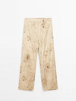 Flowing straight-leg metallic trousers