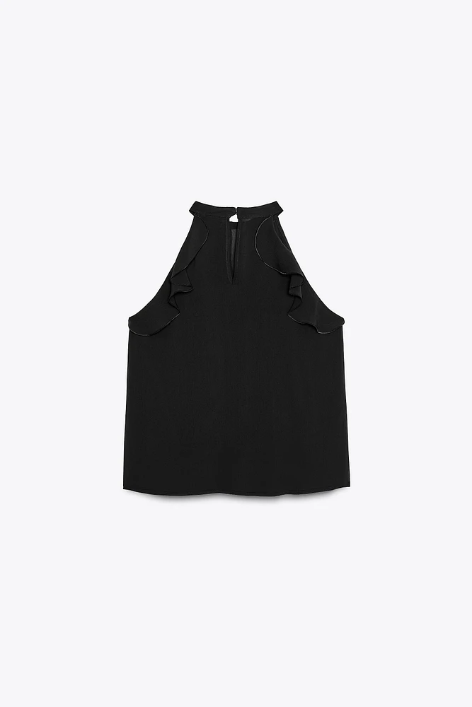 RUFFLED HALTER TOP